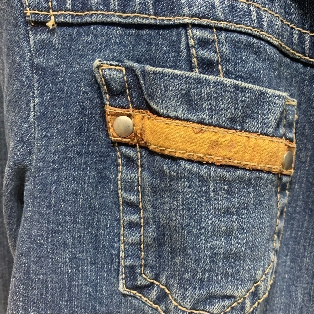 AMI Denim Button Down Jean Jacket w/ Tan Trim Sz S - Picture 11 of 11